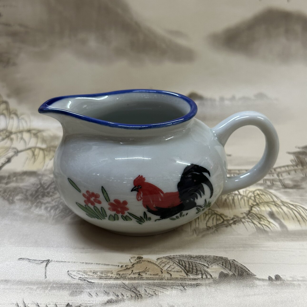 青花瓷鸡公复古怀旧陶瓷公道壶杯子公鸡茶海分茶器中式功夫茶具杯