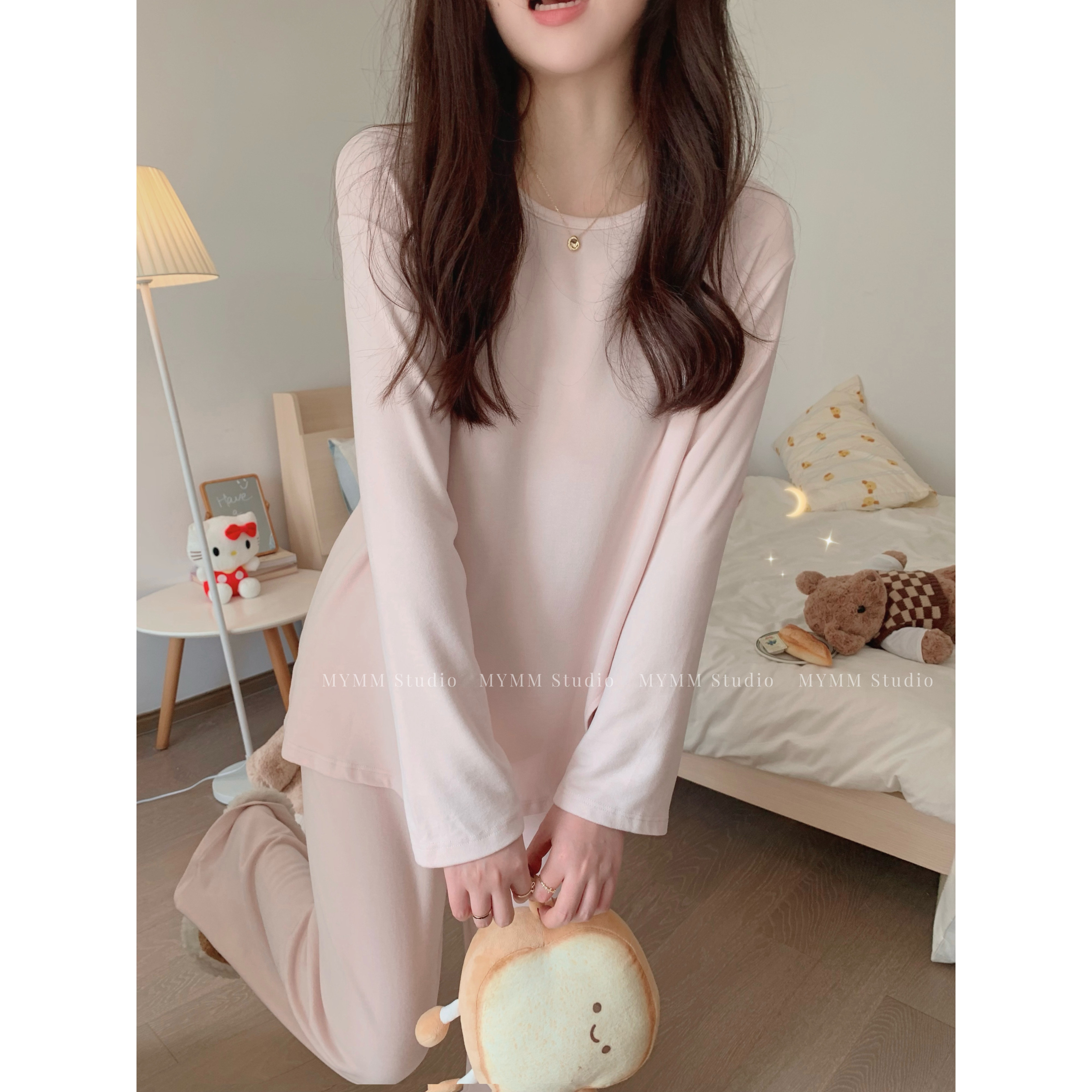 婴儿的小脸蛋 等着被我穿包浆吧！双面磨毛家居服套装（套头/开衫