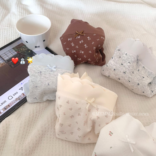 1/6 20:00 冬日冰棱花 纯棉婴儿棉碎花波浪边柔软舒适中腰内裤