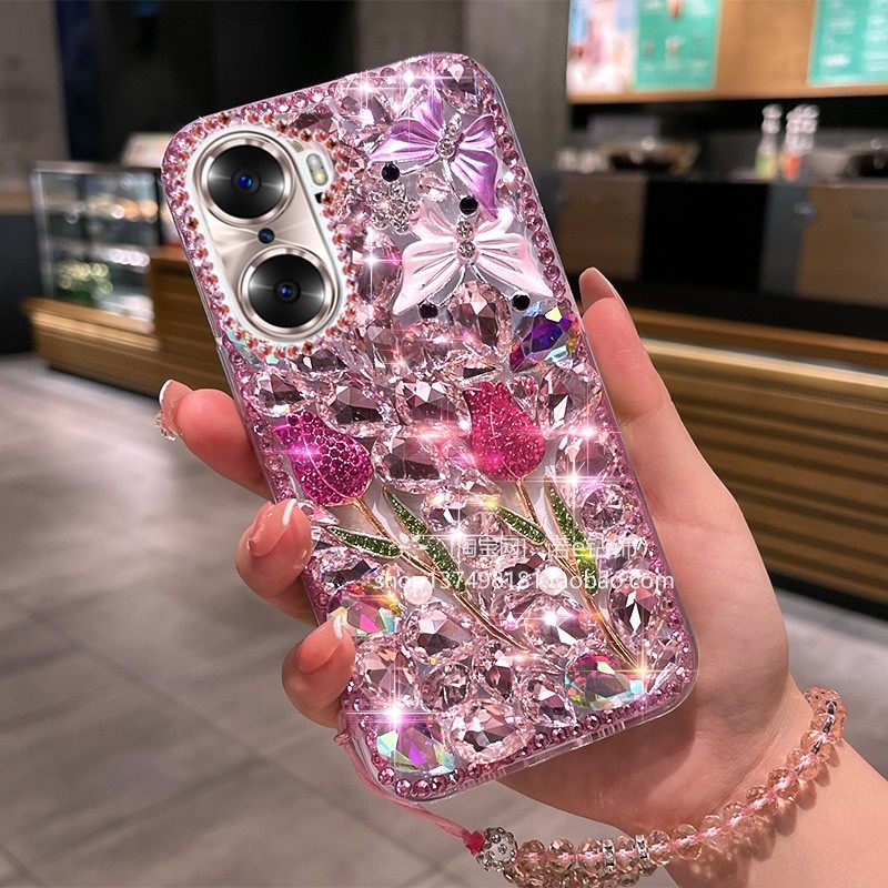 适用于荣耀60手机壳Vs2荣耀200华为nova12畅享60畅享50畅玩50plus奢华P40玫瑰花X9B满钻P50pro华为P50壳V40