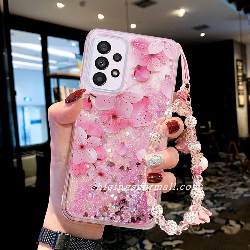 适用三星GalaxyA54手机壳A55女款A51彩绘S24硅胶S23液体S22流沙S21奢华S20防摔S24三星A32三星A52三星A73手链