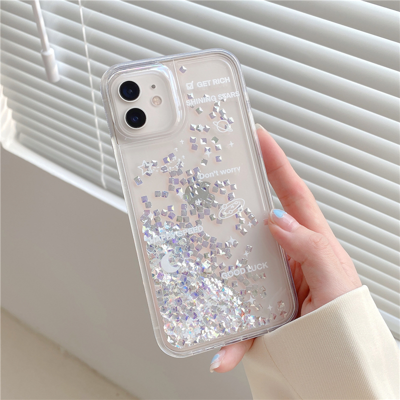 适用于苹果14promax手机壳创意方块液体流沙12女款潮牌iPhone13硅胶防摔11pro个性网红12promax保护套14pro清