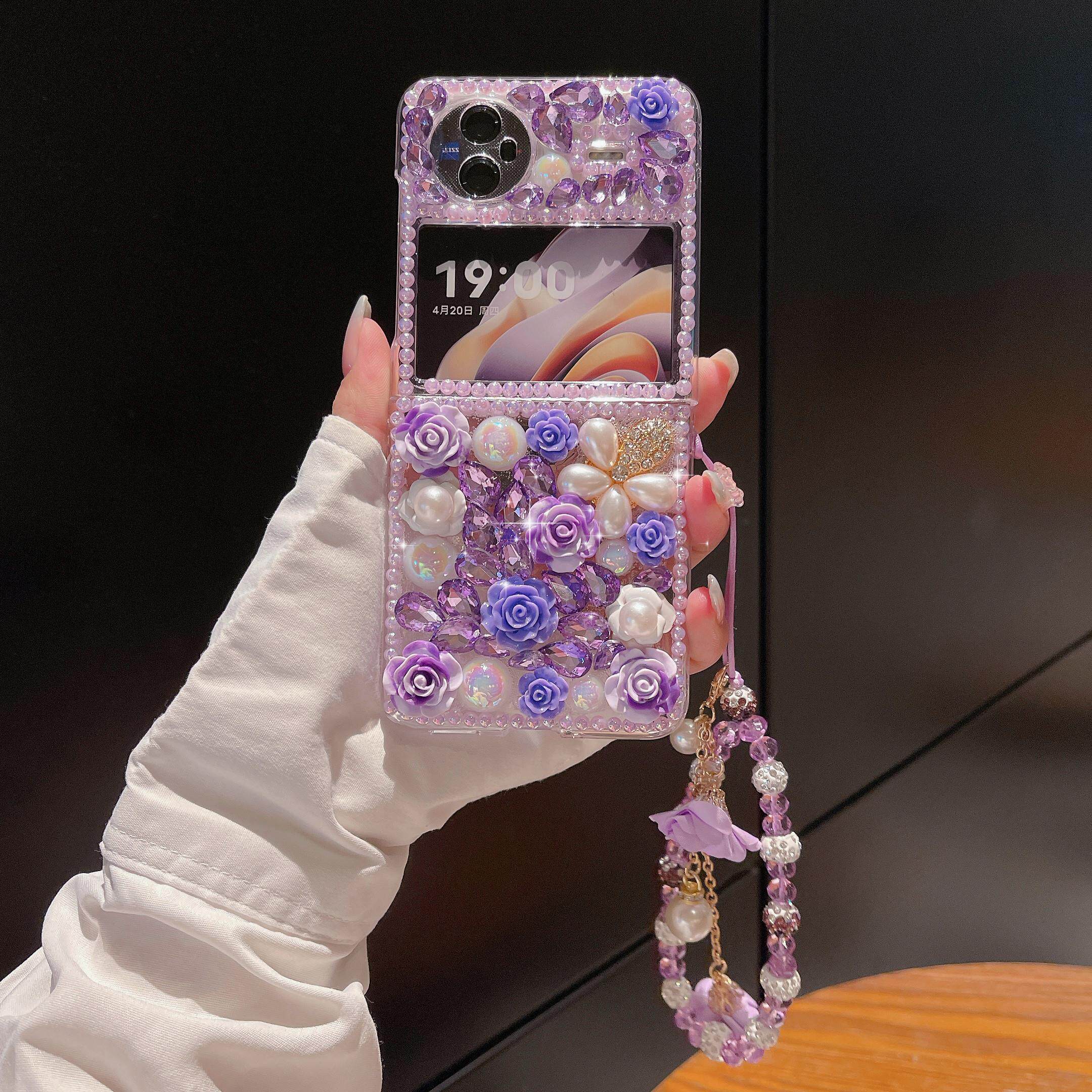 适用于vivoXFlip手机壳新款Xfold3奢华水钻Xfold3Fro全包防摔xfold2创意珍珠玫瑰xfold+高级感保护套时尚女款