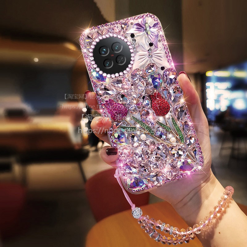 潮牌透明镶钻玫瑰适用vivoX90手机壳新品X50Pro+个性X80潮X27Pro新款X9奢华Y50防摔X21屏幕指纹版vovo女款z3