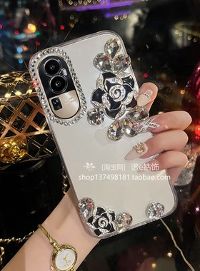 适用于oppoReno10手机壳9立体茶花Reno7个性Reno8pro+透明壳Reno6女款5K全包4SE防摔3元气版保护套2Z网红F闪