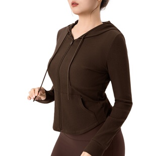 连帽瑜伽外套女2025秋冬新款 简约休闲健身服 修与运动拉链上衣时尚