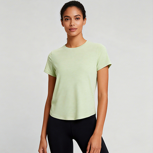 瑜伽服上衣女带胸垫宽松显瘦运动短袖T恤2026春夏新款大码健身服