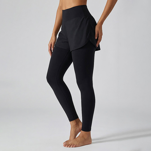 大码假两件瑜伽裤外穿防尴尬遮挡裙裤2026新款专业跑步运动健身裤