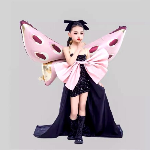 女童走秀潮服亮片裙蝴蝶翅膀