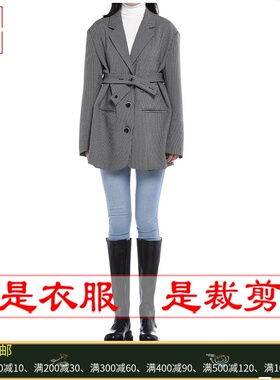 明辉纸样新款大牌宽松休闲三粒扣开叉设计DIY女西装裁剪图纸21042