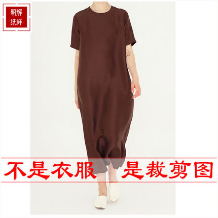 明辉纸样新款春夏短袖真丝连衣裙DIY缝纫图纸牛皮纸裁剪样板22077