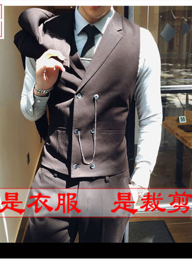 明辉纸样服装图纸新款春秋男修身马甲缝纫设计DIY裁剪样板纸21005