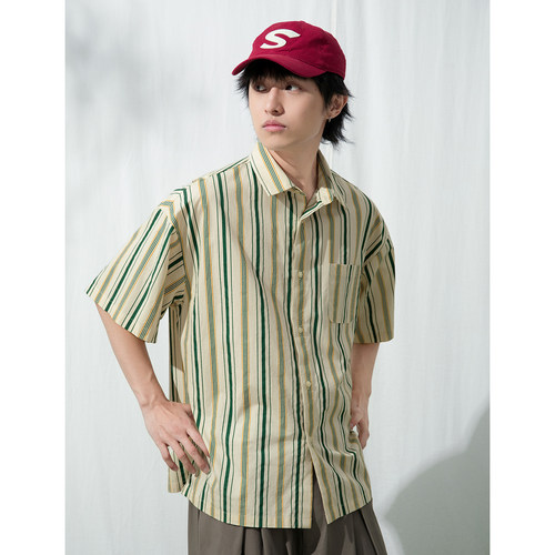 基本款休闲宽松衬衫上衣男士夏季