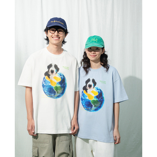 休闲流泪小狗短袖 Mentmate 男女款 小众狗狗地球印花T恤衫 夏 26SS