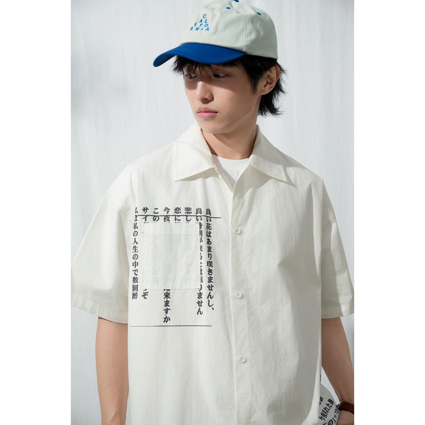 Mentmate 26SS 春夏复古黑白日文印花短袖衬衫男 宽松衬衣 蒙马特