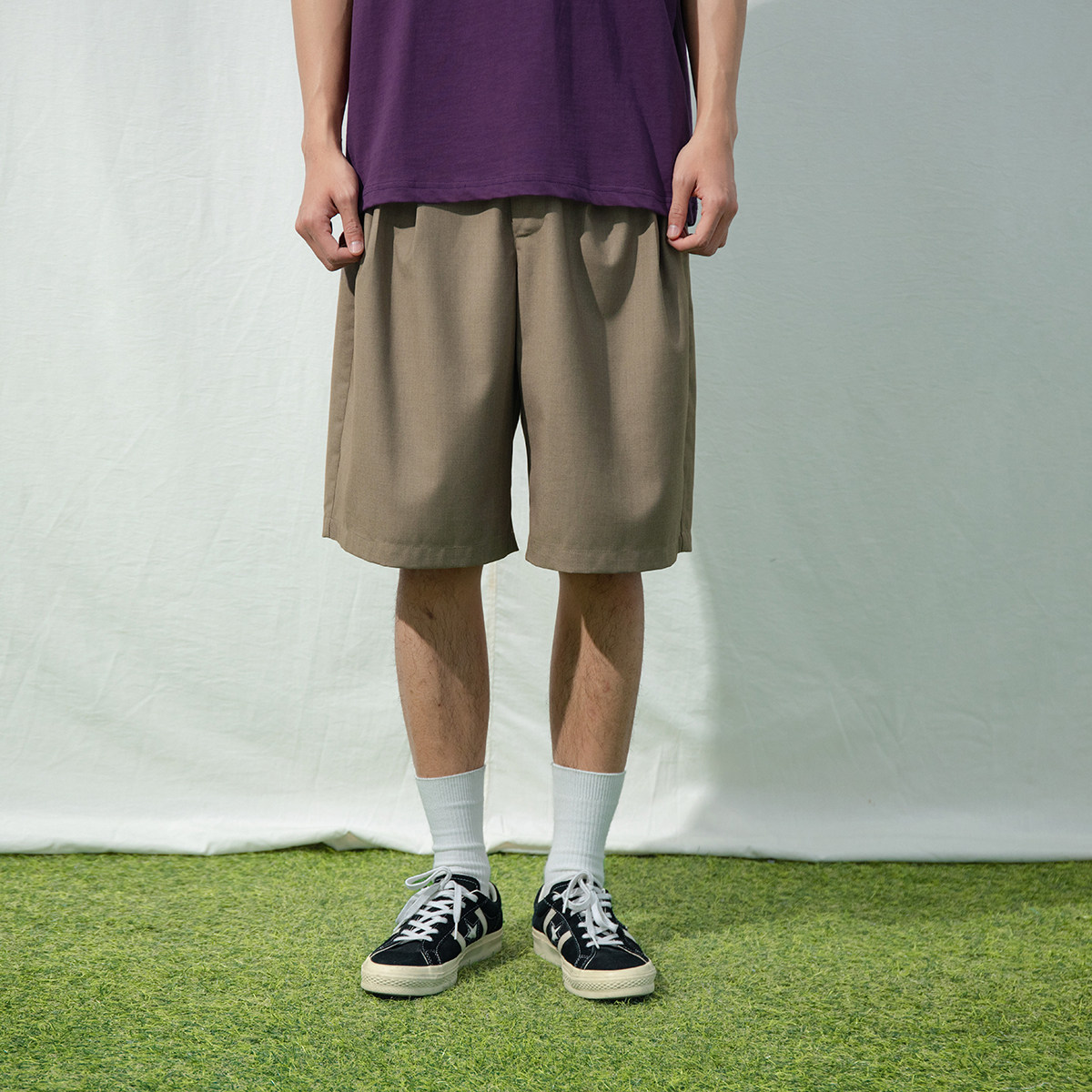 Mentmate 26SS 夏季复古棕色系TR面料西装短裤男 日系街头五分裤