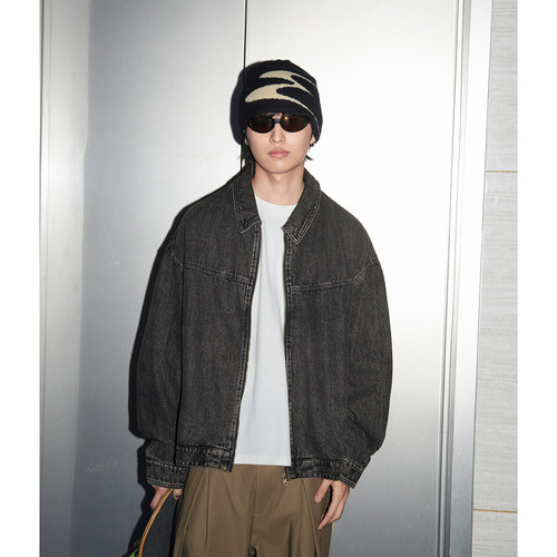 立体剪裁拼接牛仔外套拉链款秋冬