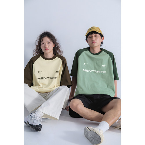 MENTMATE撞色印花短袖上衣夏季男