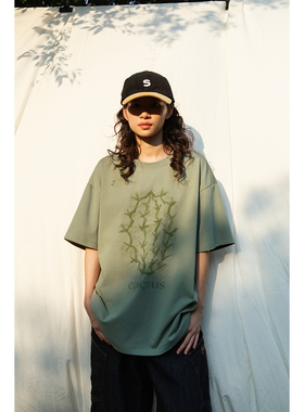 Mentmate 25SS 夏日小众荆棘仙人掌涂鸦圆领短袖 男女舒适宽松T恤