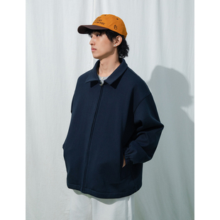 Mentmate 秋冬极简风藏蓝色翻领卫衣夹克男纯色百搭宽松外套 25AW