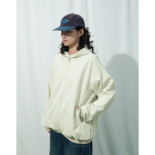 基础款纯色极简风连帽夹克男女BF
