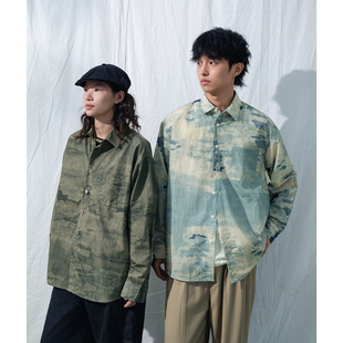 小众水墨晕染花衬衫 秋季 男 复古个性 Mentmate 中性衬衣长袖 25AW