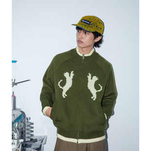 秋冬男女情侣宽松百搭针织 复古猫猫密织毛衣开衫 Mentmate 25AW