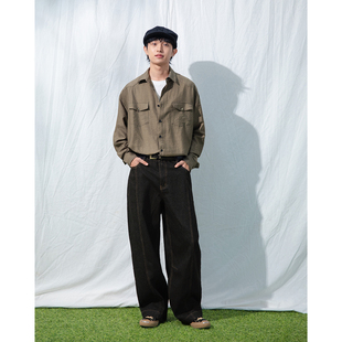 男休闲长裤 Mentmate 立体剪裁拼接明线牛仔裤 原色水洗弯刀裤 25AW