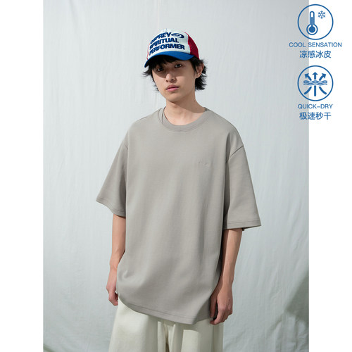简约刺绣宽松百搭休闲圆领上衣男