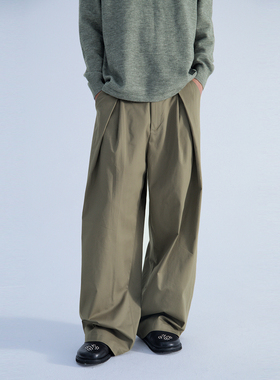 Mentmate 25SS 小众开叉剪裁慵懒松弛感西装裤男秋冬百搭工装长裤