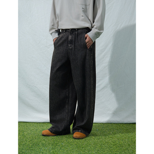 25AW 秋冬宽松休闲长裤 经典 男 阔腿 复古水洗黑色牛仔裤 Mentmate