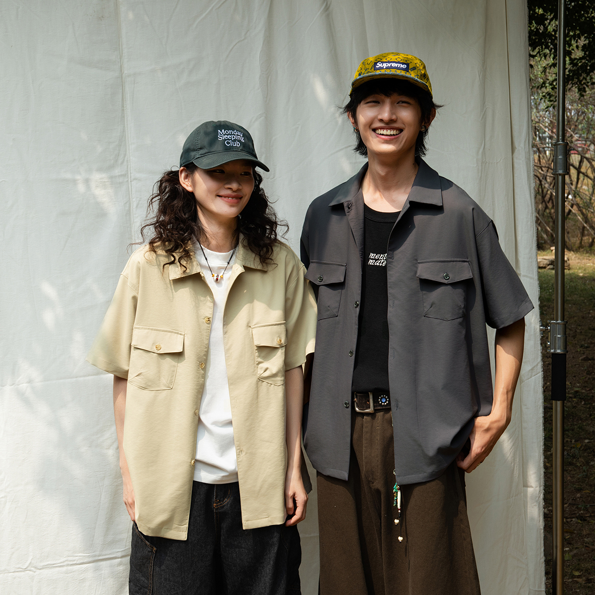 舒适柔软宽松BF日系短袖衬衫男女