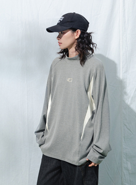 Mentmate 25AW 秋冬中性BF风拼接撞色高领打底T恤男 亲肤内搭上衣