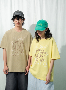 Mentmate 26SS 春夏小众大脚狗涂鸦印花T恤衫男女款 宽松休闲短袖