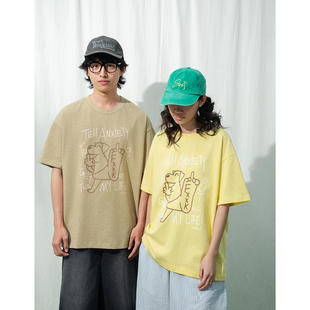 宽松休闲短袖 Mentmate 男女款 春夏小众大脚狗涂鸦印花T恤衫 26SS