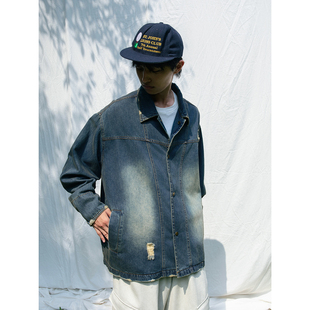 古着感水洗做旧破洞牛仔衣外套男复古街头夹克 秋季 Mentmate 25AW