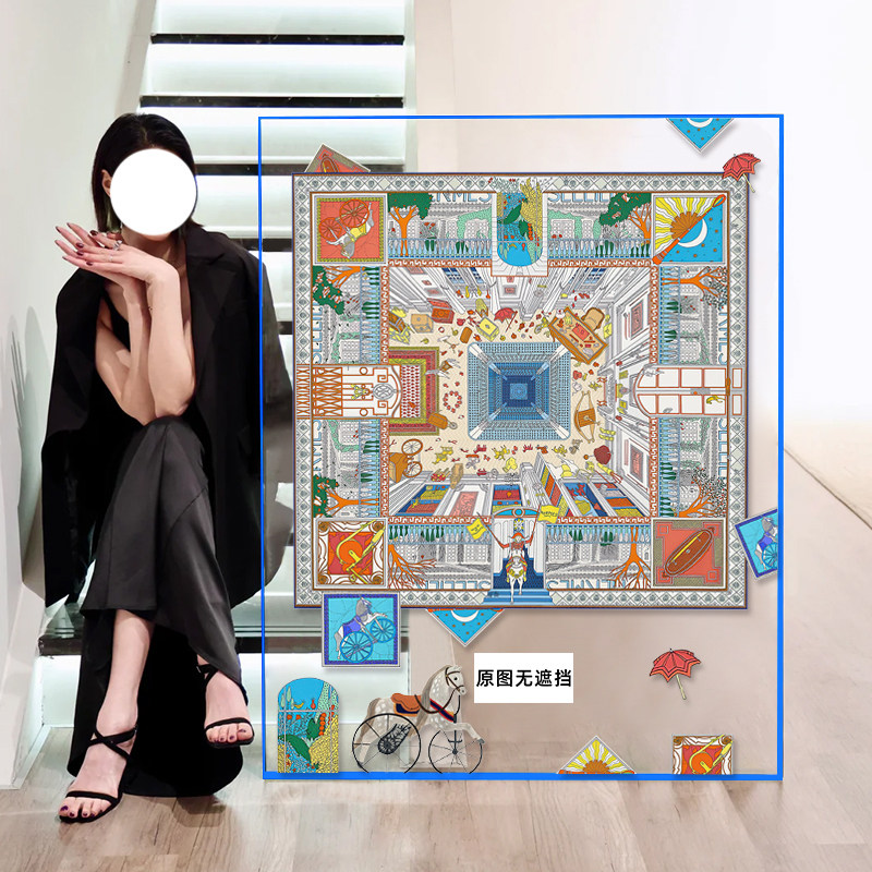 潮流丝巾装裱亚克力框装饰画轻奢高级感女装买手店挂画客厅摆画