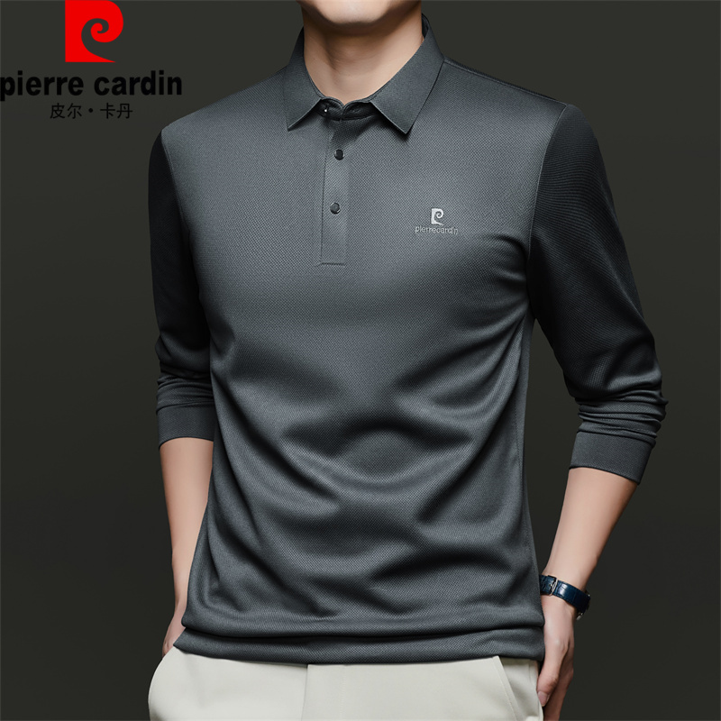Pierre Cardin皮尔卡丹长袖t恤男士秋季新款商务休闲翻领POLO衫
