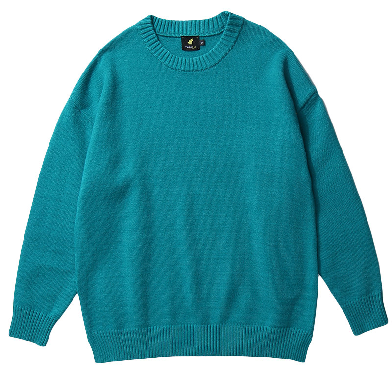 WUKONG HAS A SIMPLE SOLID COLOR BASIC CREWNECK SWEATER MENS FASHION BRAND LOOSE BF COUPLE CASUAL AND VERSATILE KNITWEAR