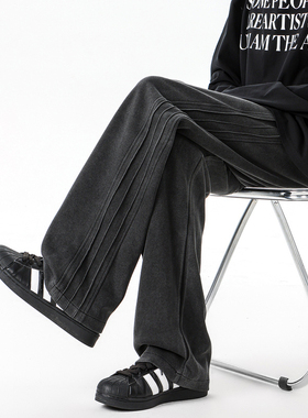 悟空有货复古美式水洗裤子垂感卫裤男潮牌宽松阔腿百搭保暖休闲裤