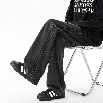 复古美式水洗做旧垂感卫裤男潮牌