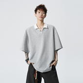 宽松情侣半袖 悟空有货学院风假两件V领短袖 美式 男夏季 体恤 POLO衫