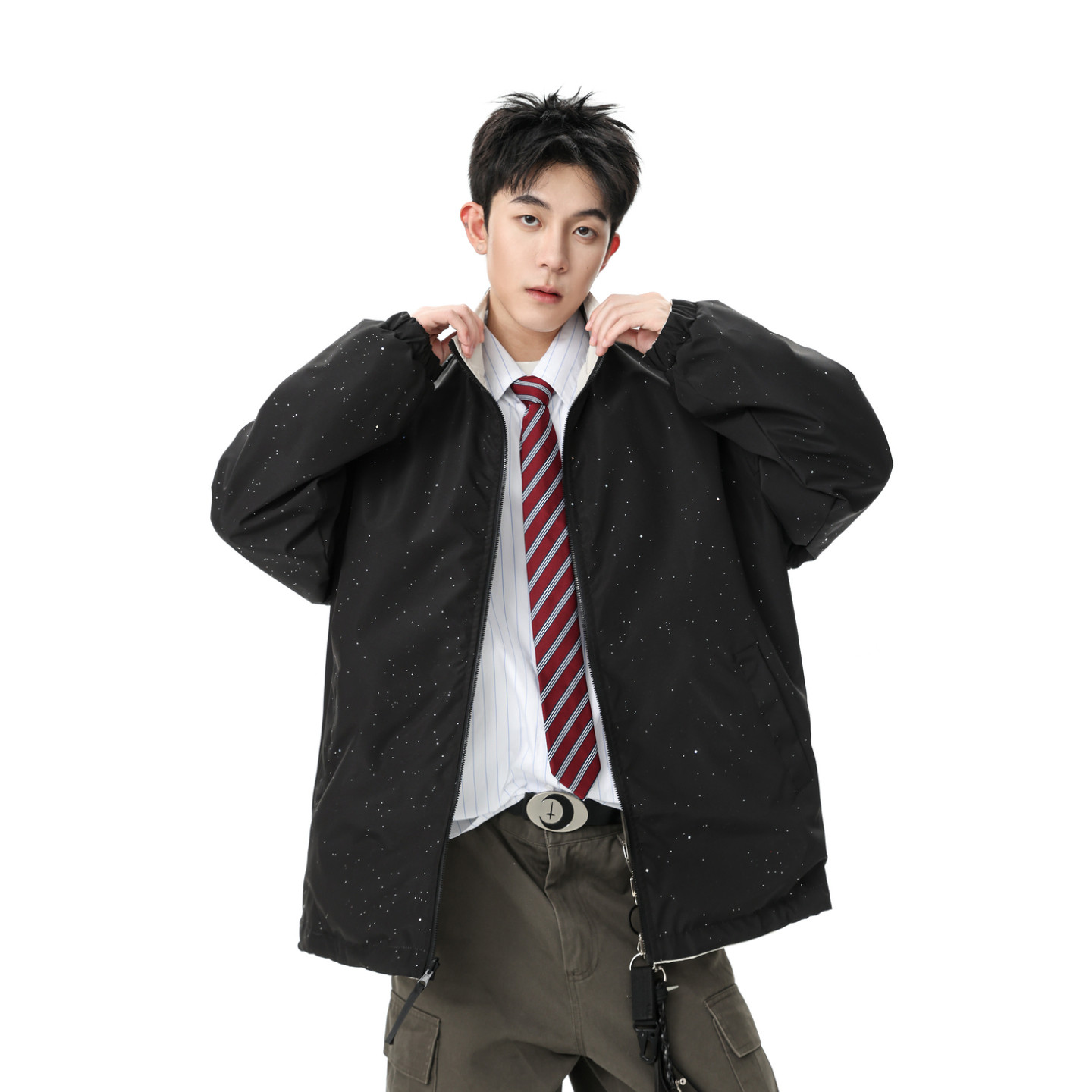 悟空有货美式复古双面穿立领夹克男春季宽松潮流情侣百搭休闲外套,男装,夹克,淘宝优惠券,粉丝福利购,淘宝优惠卷