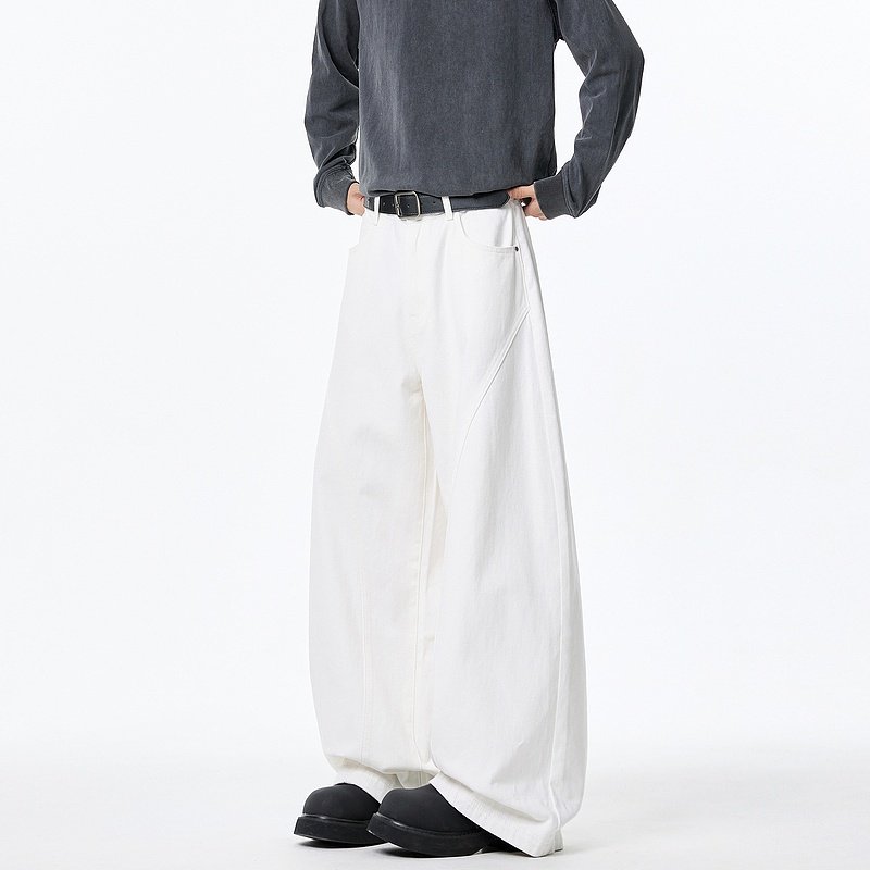 悟空有货潮牌cleanfit白色弯刀牛仔裤男复古美式宽松直筒阔腿长裤,男装,牛仔裤,淘宝优惠券,粉丝福利购,淘宝优惠卷