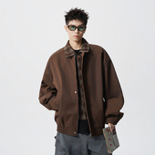 悟空有货美式 复古格纹拼接翻领夹克男秋季 潮牌巴恩风情侣百搭外套