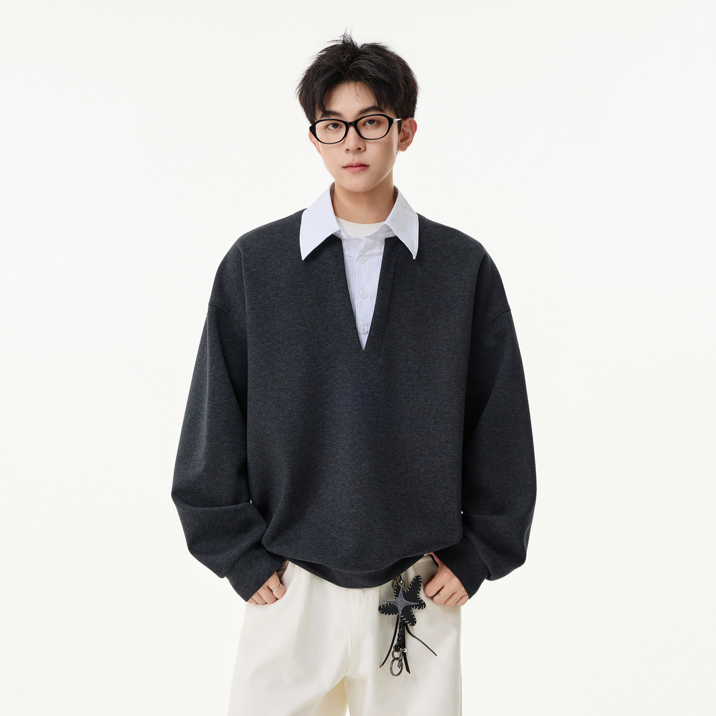 悟空有货复古条纹假两件拼接POLO衫男女春季潮牌情侣宽松长袖上衣,男装,卫衣,淘宝优惠券,粉丝福利购,淘宝优惠卷