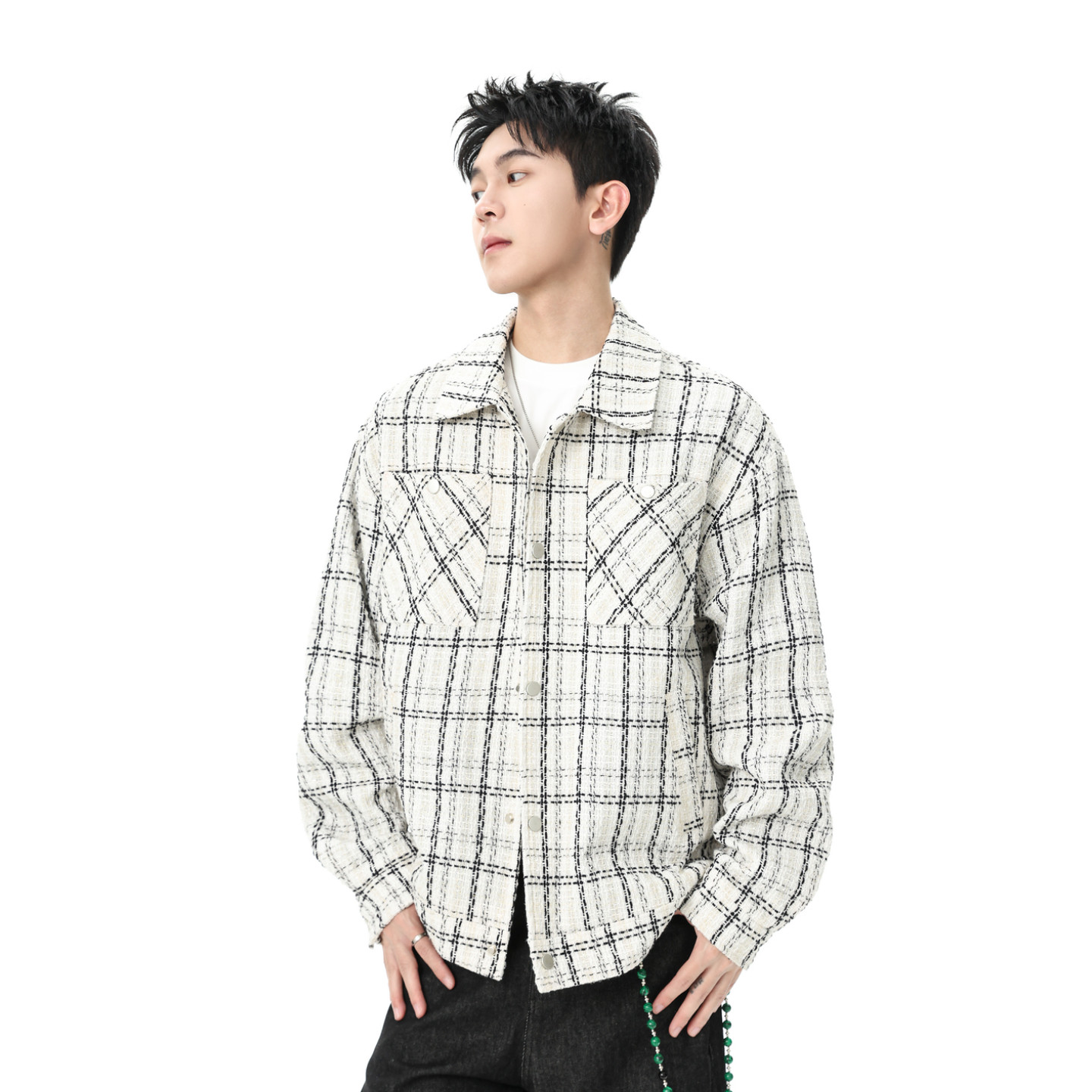 悟空有货复古春季小香风格子翻领夹克男美式宽松情侣百搭衬衣外套,男装,衬衫,淘宝优惠券,粉丝福利购,淘宝优惠卷