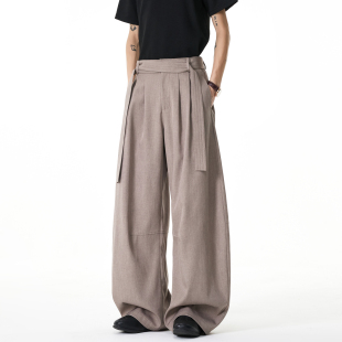 悟空有货潮牌纯色高级感直筒垂感西裤 男复古宽松百搭阔腿休闲长裤