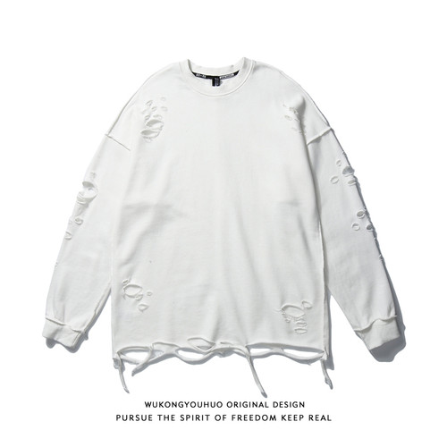 欧美高街刀割潮圆领卫衣悟空