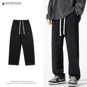 悟空有货美式 运动休闲裤 高街纯色抽绳直筒卫裤 男秋冬宽松情侣男士